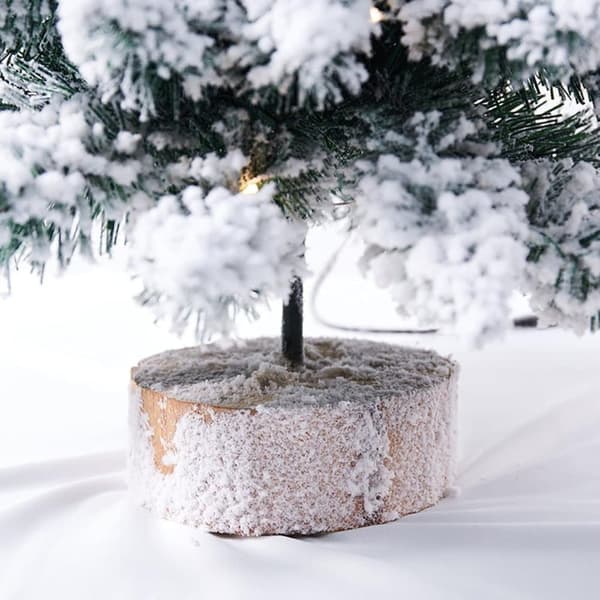 Mini Julgran 45 cm med LED-ljus, Bordsjulgran Snötäckt och Batteridriven