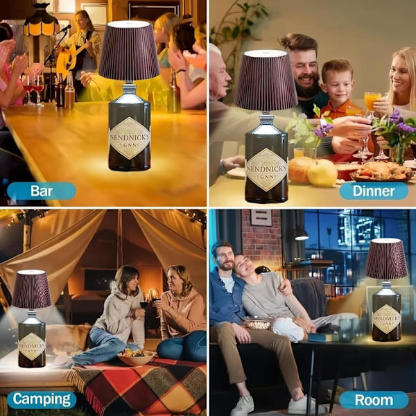 Rechargeable Bottle Lamp Shade with LED and 3 Light Modes
