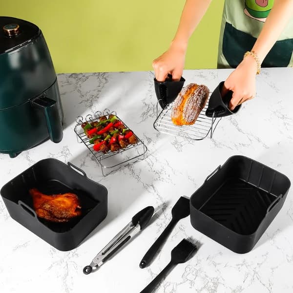 Airfryer Set 9 Pieces for Ninja AF400-AF500 Accessories Non-stick Baking Pan & Insert for Airfryer