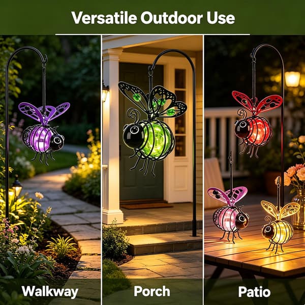 2/4/6-pakning Hengende Solcellelampe Bie, Vanntett LED Hagebelysning for Uteplass, Hage, Gjerde og Veranda Multicolor 6-PACK