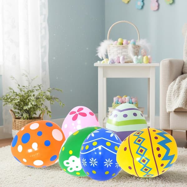 Inflatable Easter Eggs 6-Pack - Large Outdoor Decorations for Easter Party, Garden, Patio, and Home Use