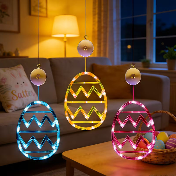 3-pack Easter Lights with Rabbit and Egg – Battery-Operated Decoration for Windows, Indoors, Festive Atmosphere 2 Easter Eggs+Rabbit
