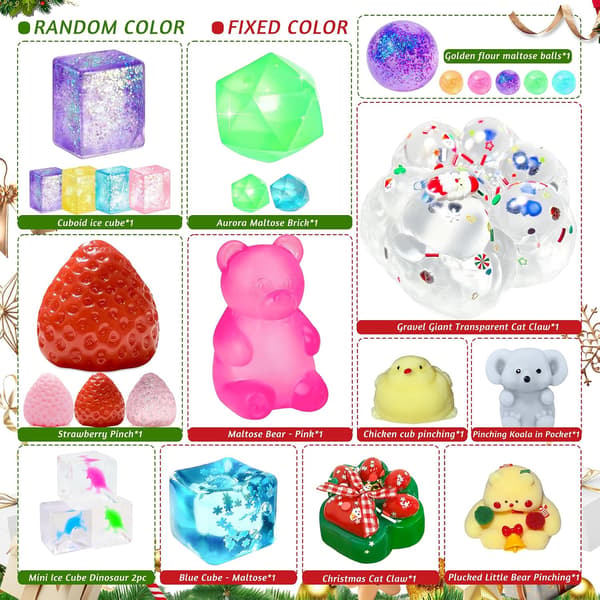 Julekalender 2026 med 24 Kawaii Squishies – Julekalender med søde klemmelegetøj, sensorisk fidgetlegetøj og juleoverraskelser
