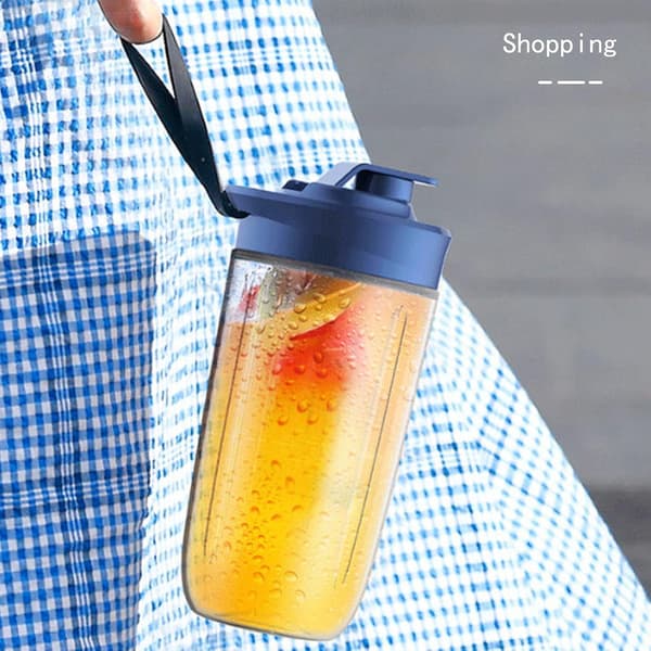 Mini Blender 400ML Portable Smoothie Mixer USB Rechargeable Handheld for Travel, Gym & Kitchen Blue Single lid