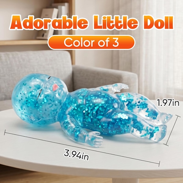 3 st Glitterdocka Stressboll, Sensorisk Fidget för Stresslindring