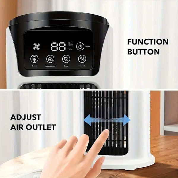 Mini luftkøler 3-i-1 bordventilator og luftfugter, USB-ventilator til hjemmet/kontoret