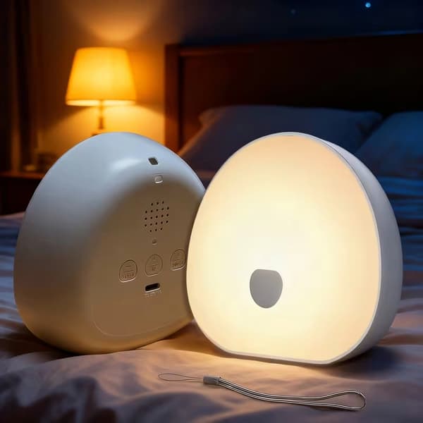 LED-nattlampe med hvit støy – RGB-sovelampe med naturlyder, søvntimer og USB-lading for bedre søvn