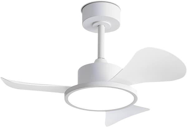 Ceiling fan with LED lighting 76 cm, 40 W, remote control and wall switch, 6 speeds, silent, 3 ABS blades White 76cm-Dual Control
