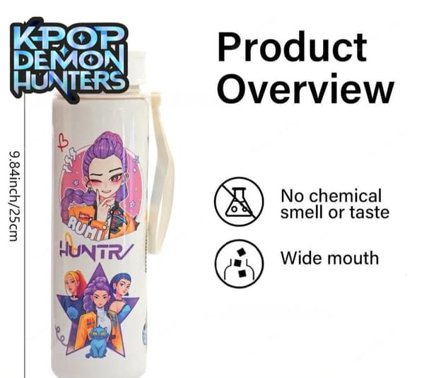 KPop Demon Hunter Vannflaske med Sugerør 700ml Green