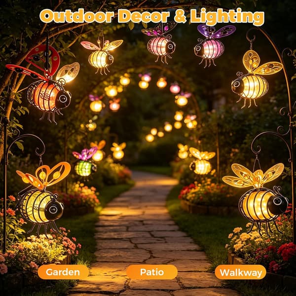 1/2-pack Hanging Solar Bee Light, Waterproof LED Garden Lighting for Garden, Patio, Balcony and Yard Red 1-PACK