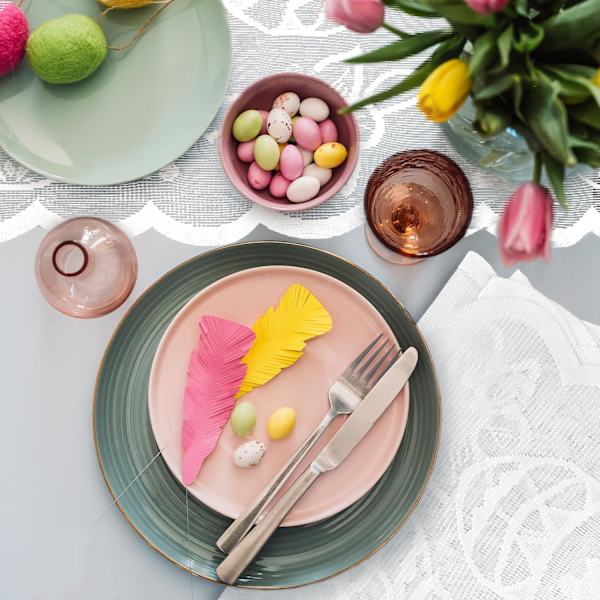 Easter Table Runner 183x33 cm - FainFun Easter Table Runner with Rabbit Motif, Spring Decoration for Dining Table Home Party White