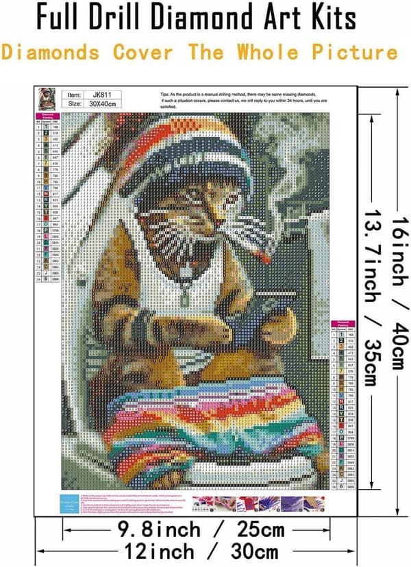 Kattportrett Diamantkunst - Søt dyredesign Full Drill 30x40 cm