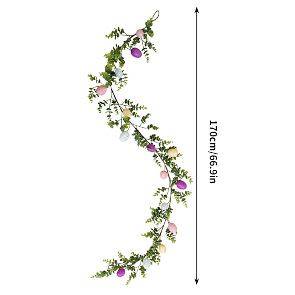 1/2-Pack Easter Garland 170 cm with Easter Eggs – Artificial Garland for Easter Decoration, Home Decor, Mantel & Party 2-Pack