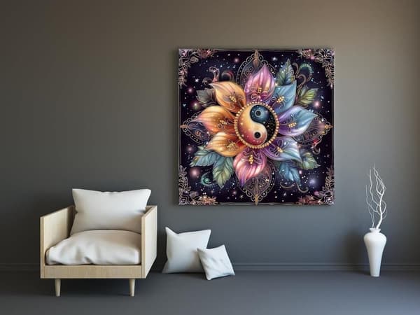 Mandala Blomster 5D Diamantkunst, Diamantmaleri for Voksne 35x35cm