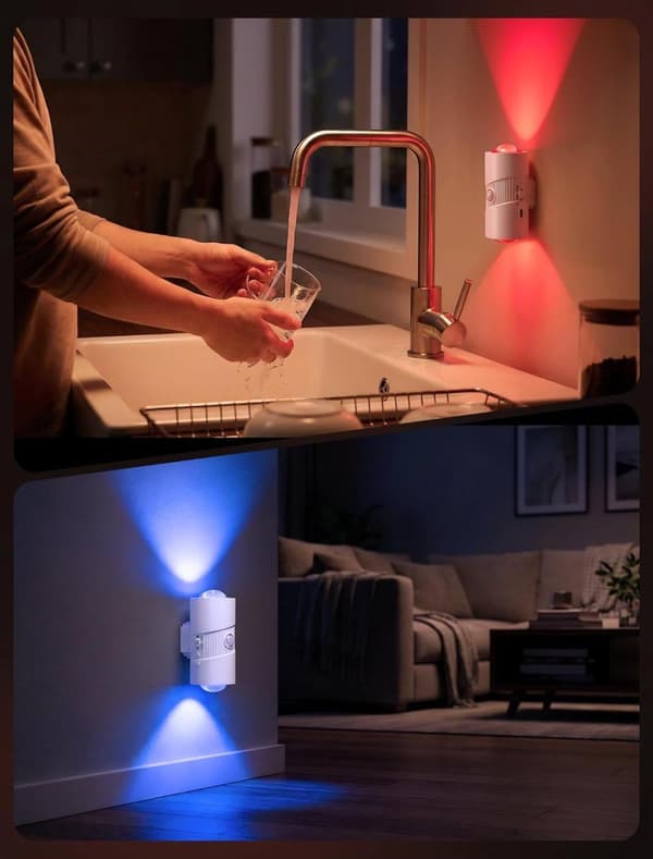 Genopladelig RGB LED Natlampe med Bevægelsessensor – 1/2-pak Sensorlampe White 2 PCS