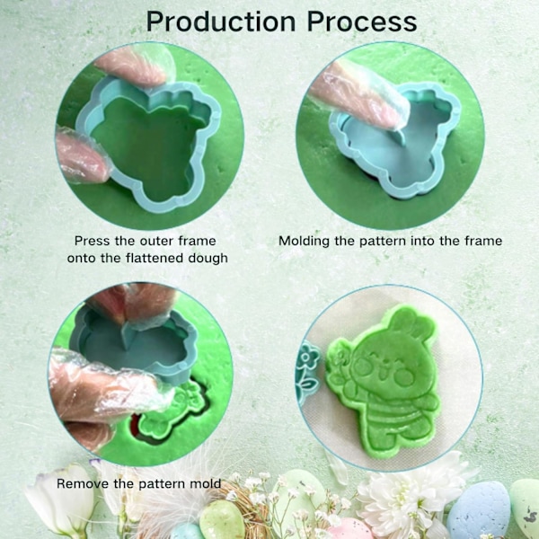 Easter Cookie Cutters 12-Pack - Easter Egg Biscuit Molds with 3D Stamp Plastic for Baking DIY Easter Cookies Party Decoration