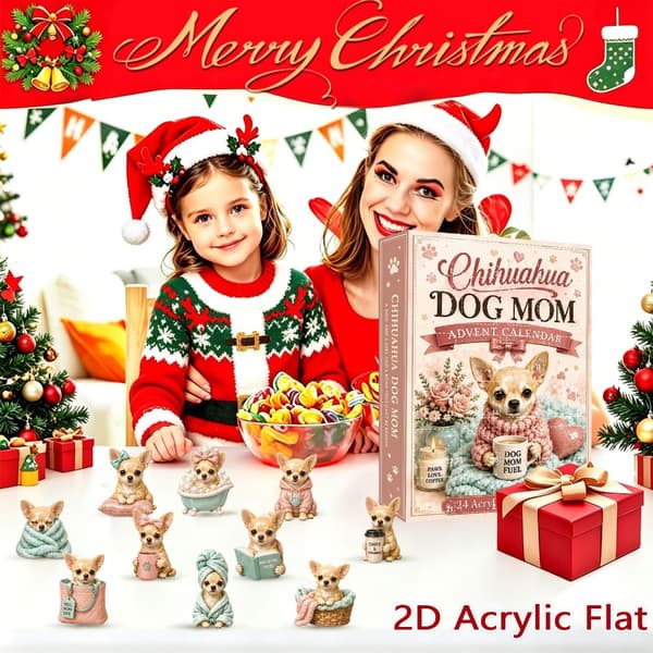 Cocker Spaniel Adventskalender 2026, 24 Dager med 2D Akrylpynt, Juletrepynt for Hundeelskere