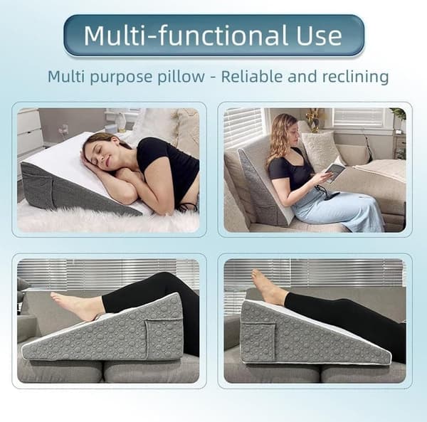 Wedge Pillow Bed Pillow Memory Foam Ergonomic Incline Cushion with Removable Cover