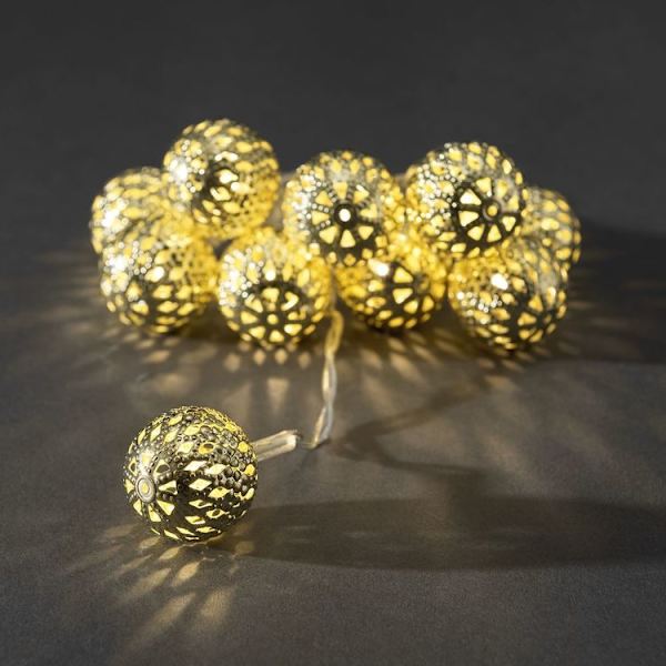 Konstsmide, ljusslinga, 10 metallbollar, Batte eedd  Fyndiq