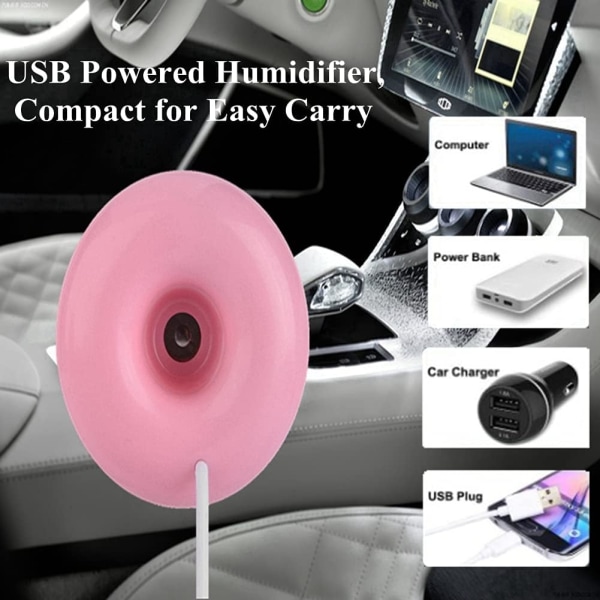 Rosa Mini Bærbar USB Luftfukter Donut Form Atomizer Luftfukter