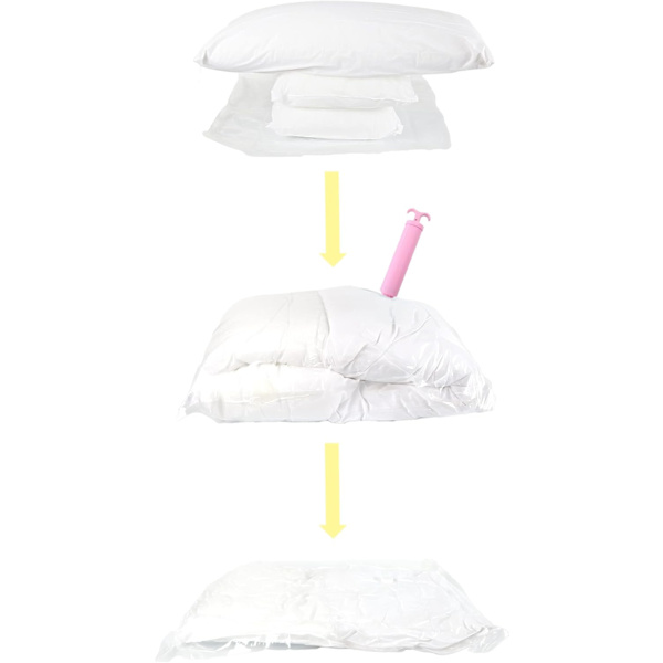 Set med 4 vakuumförvaringspåsar 80x100cm, återanvändbara vakuumförvaringspåsar för kläder, täcken, kuddar, filtar