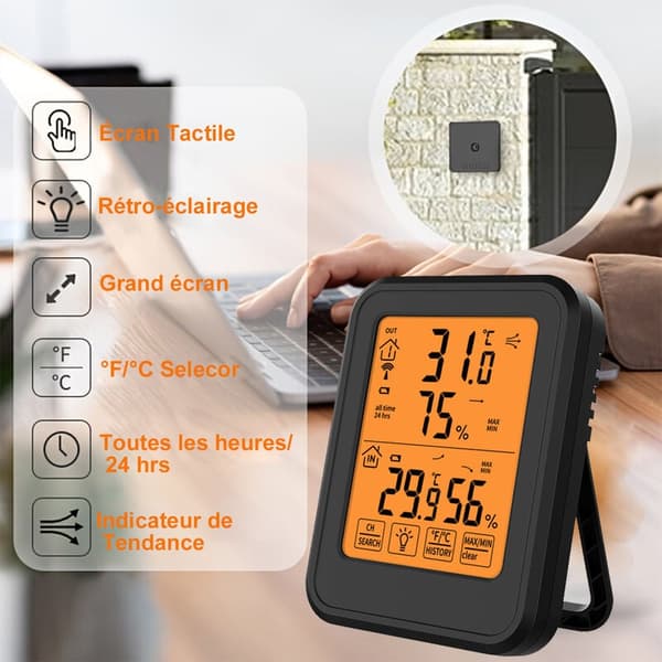 Digitalt hygrometertermometer, innendørs og utendørs hygrometer