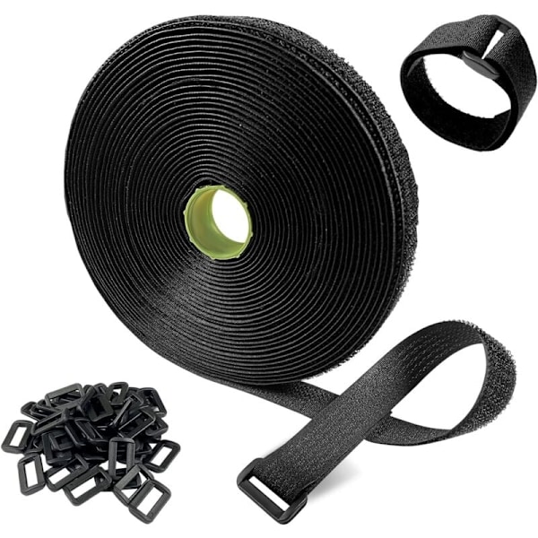 10M Nylon Kabelbindere, Gratis Klipp til Længde, med 50 Løkker, Genanvendelige