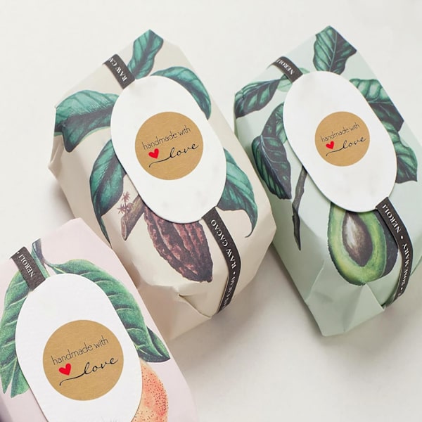 500 kappaletta Kraft-paperitarroja (punainen) Käsintehty rakkaustarra