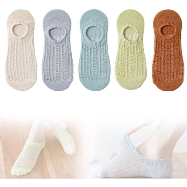 Osynliga luftsockor, hudfärg + grå + ljusblå + matcha + karamell