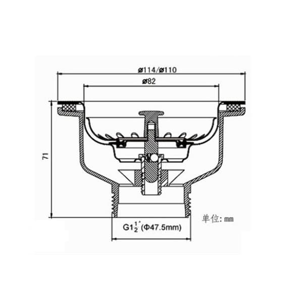 Vaskesluk uden overløb rustfrit stål kurv ø 110 mm 1½\"
