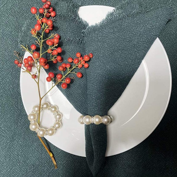 (Vit Pärla, 12 st) Servettringar, Servettringar, Servettringar, Silver Servet