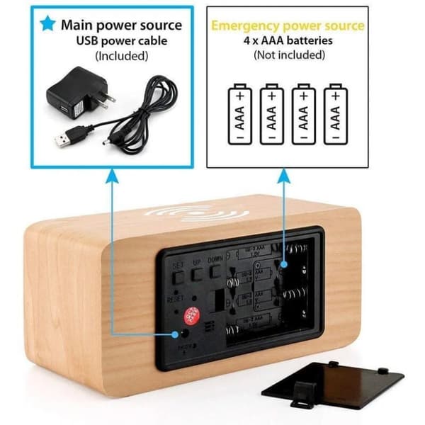 Digitalt termometer vækkeur træ digital vækkeur LED Di