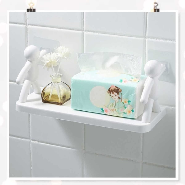 White - 1 Piece Plastic Floating Wall Shelf for Bathroom - No Dri