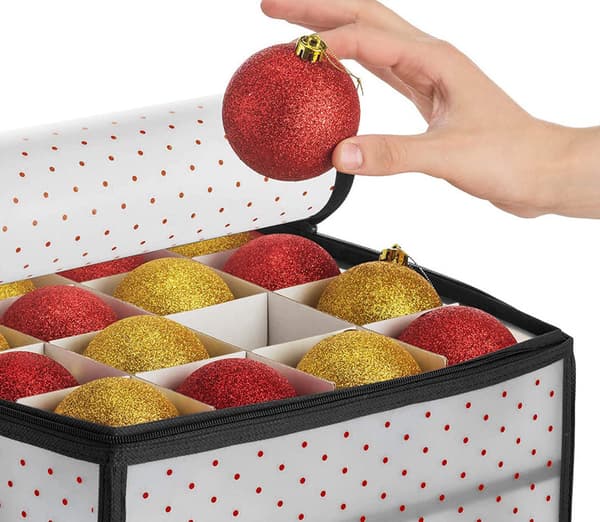 Julekugle-organizer - sort, 64 rum, hver 7,6 cm,