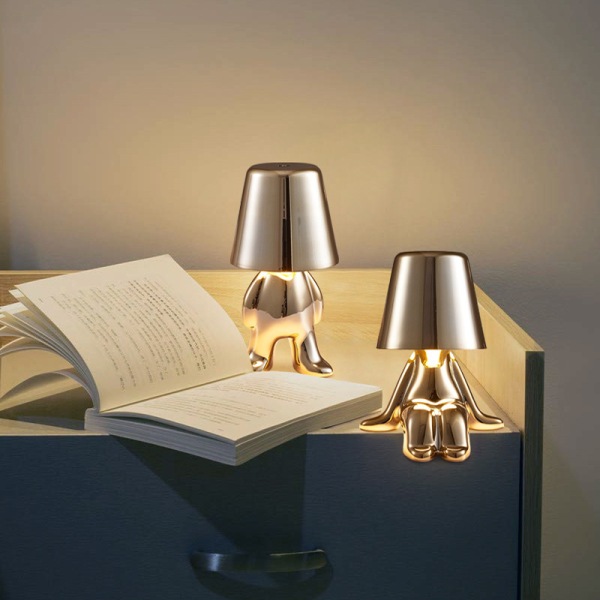 Thinker Lille Gyldne Bordlampe Genopladelig Harpiks Bordlampe til Soveværelse