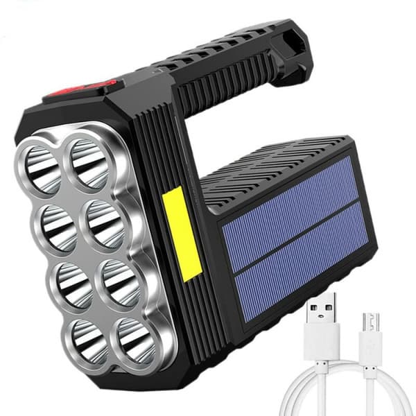 LED-taskulamppu, USB/aurinkoladattava erittäin kirkas kannettava taskulamppu