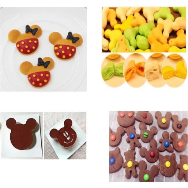 Et sæt med 5 Mickey Mouse-formede kageforme, rustfrit stål