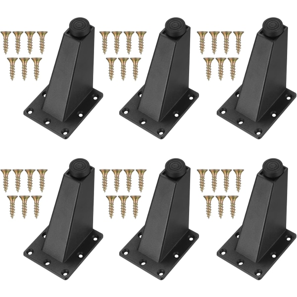6 delar justerbara möbelfötter, svarta metallbordsben för Ta