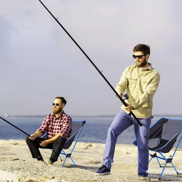 1 stk. ultralet campingstol, fiskestang, blå, kompakt bærbar