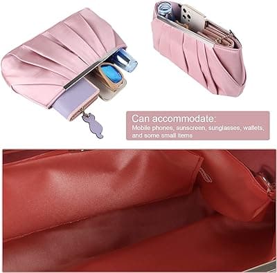 Rosé Satin Aftenpose til Kvinder Elegant Plisseret Satin Aften Pu