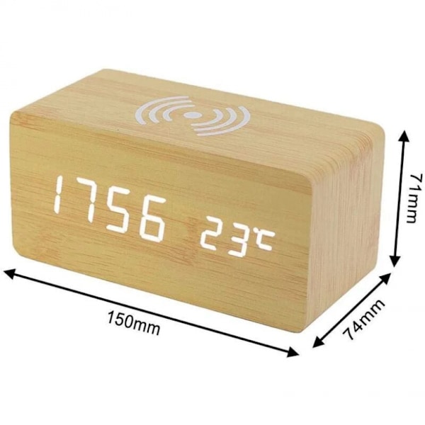 Digital termometer väckarklocka i trä Digital väckarklocka LED Di