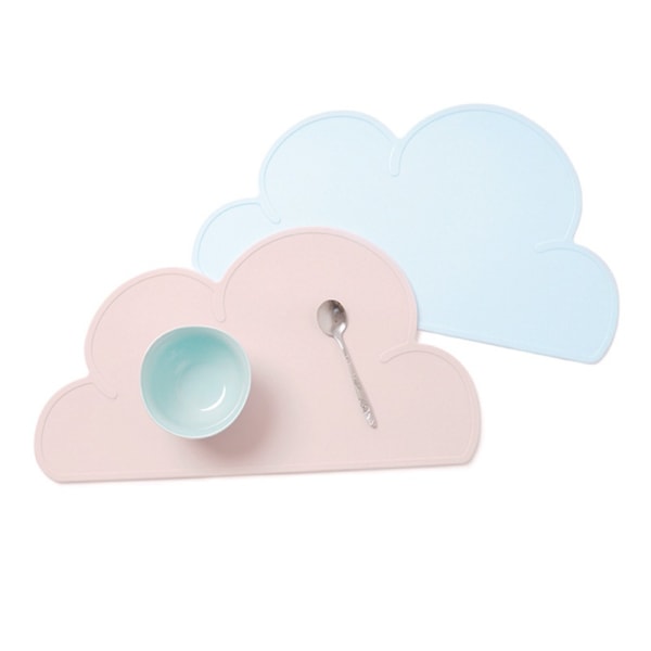 2 kpl (vaaleanpunainen+sininen) silikonipöytämatot lapsille, söpö pilven muotoinen tod