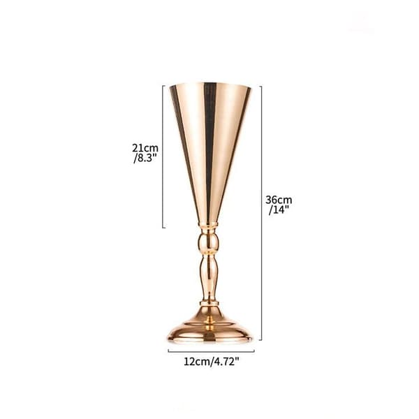 Todelt lysestakevase i metall til bord, 36 cm høy, perfekt for bursdagsfester, middager og jubileer (gull).