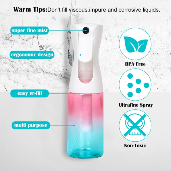 Hair Spray Bottle, Continuous Water Empty Mister Spray Bottle, Ta