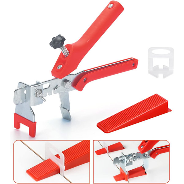 2,0 mm flislegging hjelpepakke, flislegging nivelleringssett med 1 tang, 400 klips (2,0 mm), 100 gjenbrukbare kiler for legging av fliser tykkelse 3–12 mm