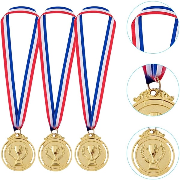 12 st medaljer (guld), metallmedalj med gravyr troféer mönster, guld barnmedalj, födelsedag vinnarmedaljer, barnfotbollsmedaljer för olympiska sporttävlingar