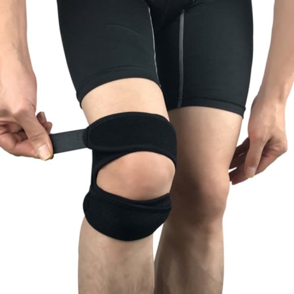 L Sort rustfrit Patella knæ med dobbelt kompression dynor
