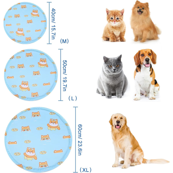 Køleunderlag til hund, blå (M (40 cm)) Køleunderlag til kæledyr forbliver koldt, ikke-