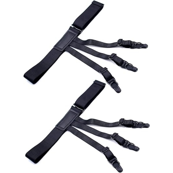 Herrar clips för skjortor och strumpor justerbar längd svart 2-pack