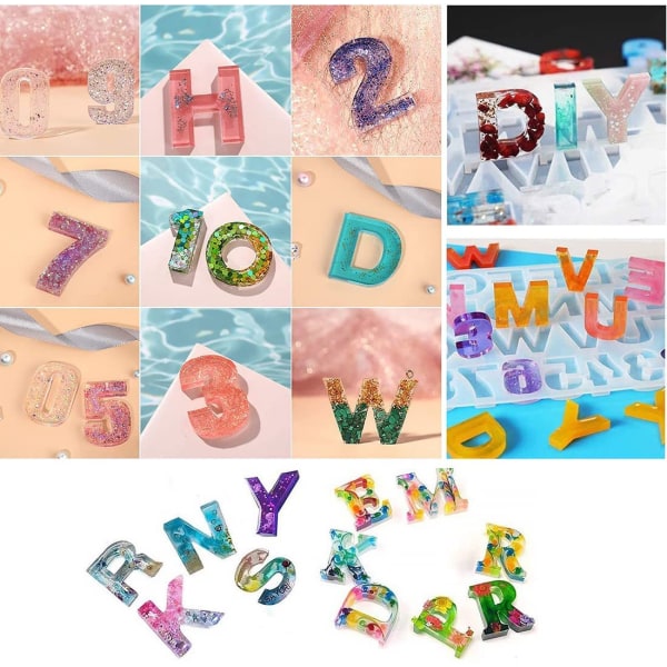 1Pcs Silicone Alphabet Resin Mold Kit,Letter Number Epoxy Resin C